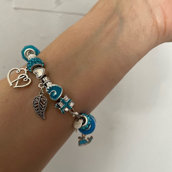 HANDMADE handmade AQUA glass bracelets. 8.5’inch. 925 silver cord. - Picture 6 of 17